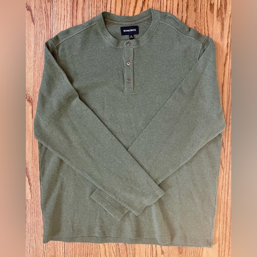Bonobos Waffle Henley // Green // Size XXL